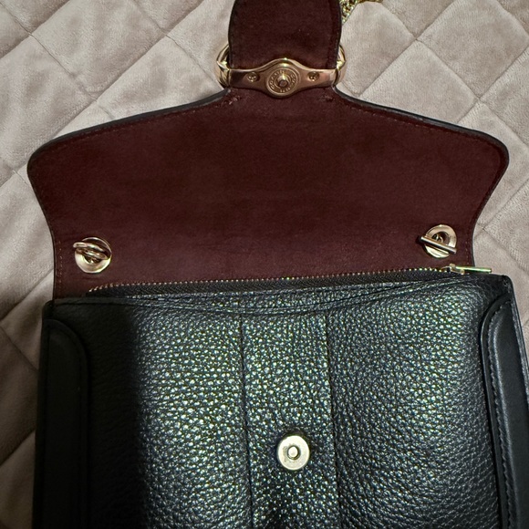 Coach Black Leather Crossbody Bag with Gold Chain - Picture 3 of 4